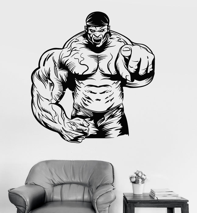 Vinyl Wall Decal Muscled Man Gym Fitness Motivation Stickers Unique Gift (ig3950)