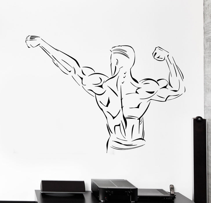 Vinyl Wall Decal Muscles Bodybuilder Fitness Gym Stickers Mural Unique Gift (388ig)