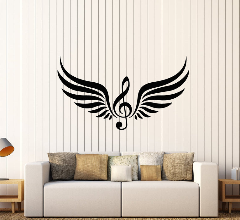 Vinyl Wall Decal Clef Music Notes Decor Wings For Musician Stickers (3085ig)