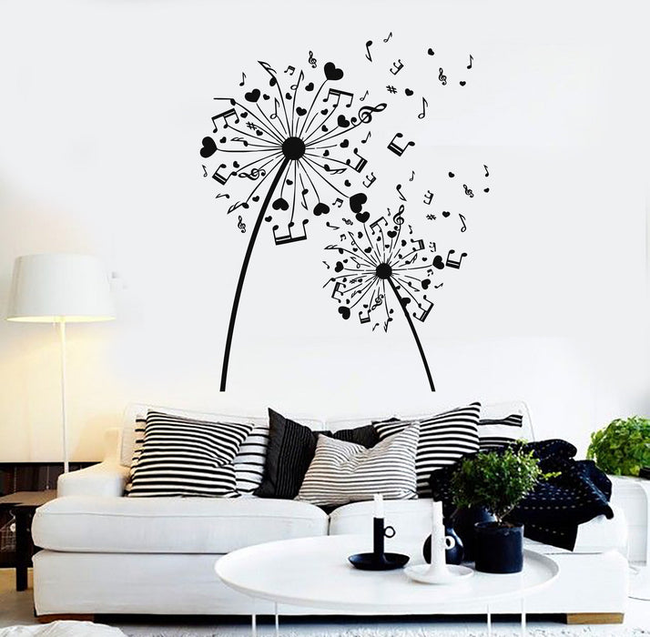 Vinyl Wall Decal Musical Dandelion Music Art Room Decoration Stickers Mural Unique Gift (346ig)