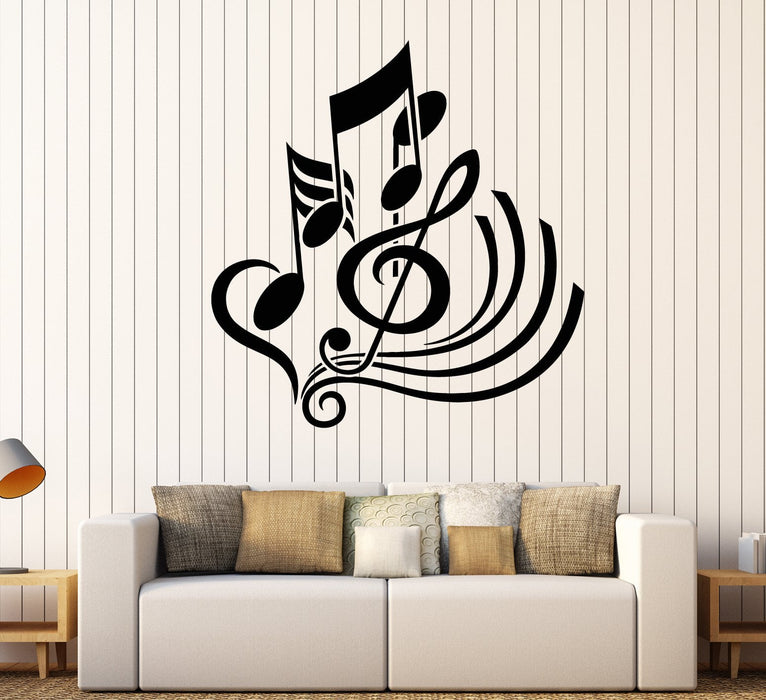 Autocollant mural en vinyle Clef Music School Shop Decor Notes de musique Autocollants Cadeau unique (1932ig)