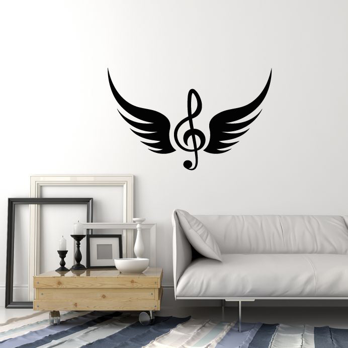 Vinyl Wall Decal Bird Wings Musical Note Music School Clef Stickers (3611ig)