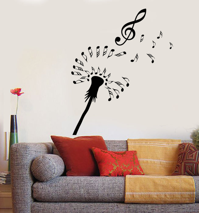 Vinyl Wall Decal Abstract Dandelion Notes Music Flower Clef Stickers (2168ig)