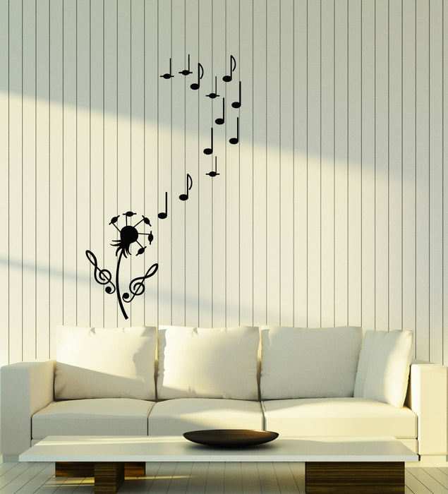 Vinyl Wall Decal Dandelion Flower Music Notes Clef Stickers (3516ig)