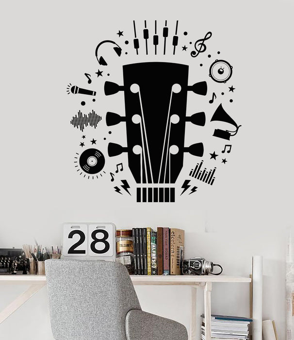 Vinyl Wall Decal Guitarist Guitar Music Headphones Musician Stickers Unique Gift (1511ig)