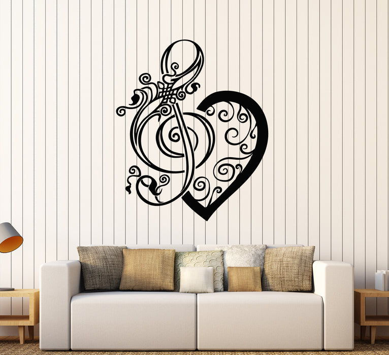 Vinyl Wall Decal Music Note Heart Ornament Сlef Stickers (3330ig)
