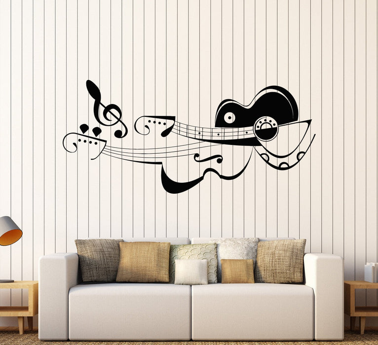 Autocollant mural en vinyle pour musicien, guitare, violon, école de musique, boutique, notes, cadeau unique (793ig)