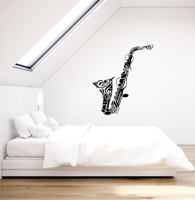 Autocollant mural en vinyle pour décoration de bar, instrument de musique de jazz (3772ig)