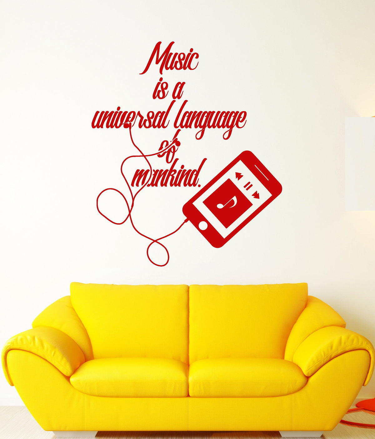 Vinyl Wall Decal Music Quote MP3 Player Language Of Mankind Stickers ...