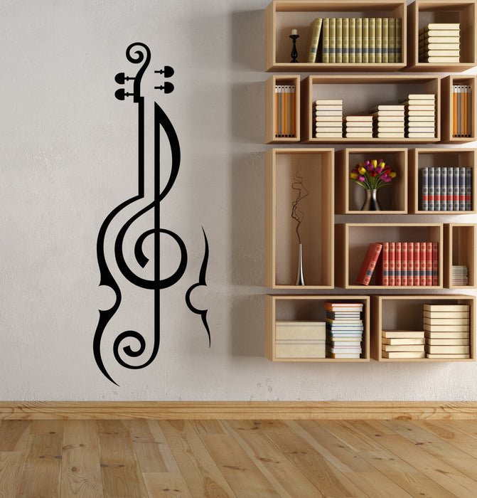 Vinyl Wall Decal Violin Musical Instrument Clef Music Shop Stickers (3048ig)
