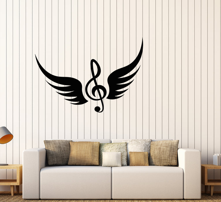 Vinyl Wall Decal Bird Wings Musical Note Music School Clef Stickers (3611ig)