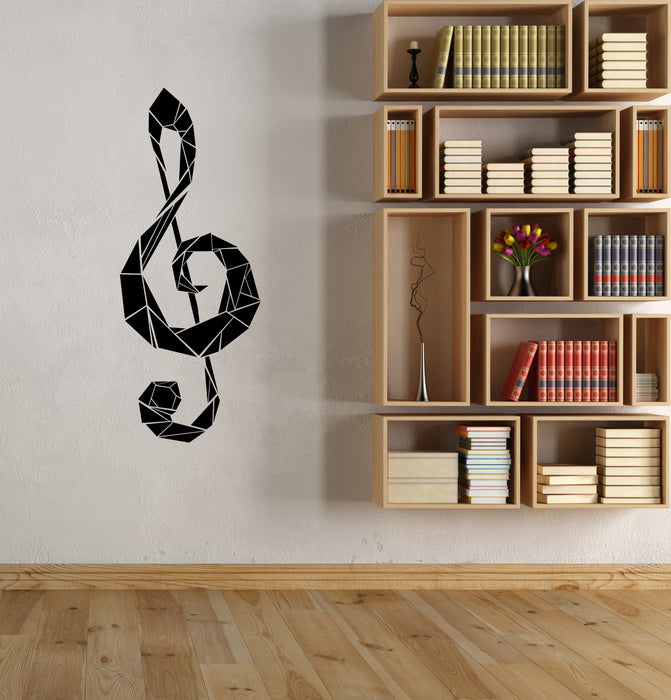 Autocollant mural en vinyle géométrique avec note de musique et clé de sol pour magasin de musique (4057ig)