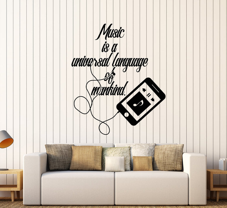 Vinyl Wall Decal Music Quote MP3 Player Language Of Mankind Stickers (2193ig)