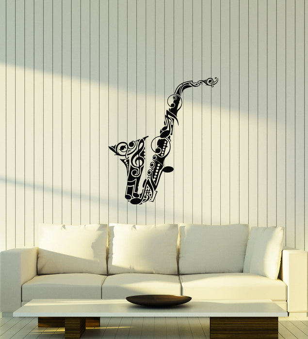 Autocollant mural en vinyle pour décoration de bar, instrument de musique de jazz (3772ig)