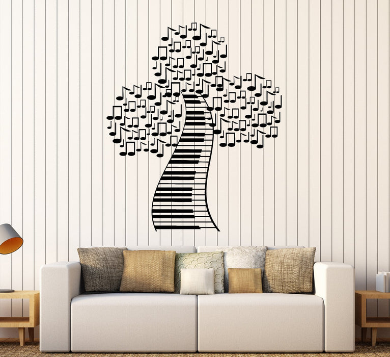Vinyl Wall Decal Piano Keys Pianoforte Notes Tree Music Style Stickers Unique Gift (1664ig)