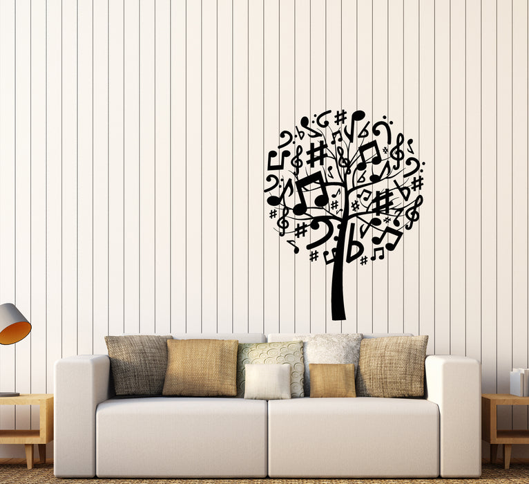 Vinyl Wall Decal Musical Tree Sheet Notes Music Store Stickers (3680ig)