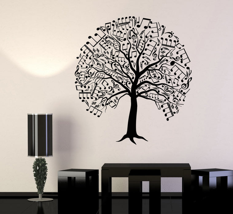Vinyl Wall Decal Musical Tree Nature Notes Beautiful Branches Stickers Unique Gift (950ig)