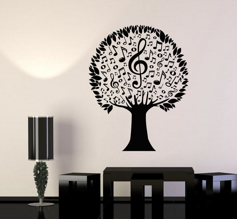 Vinyl Wall Decal Musical Tree Notes Music Lover Nature Stickers Unique Gift (961ig)