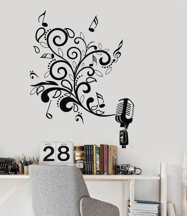 Vinyl Wall Decal Microphone Music Musical Pattern Karaoke Stickers Mural Unique Gift (029ig)