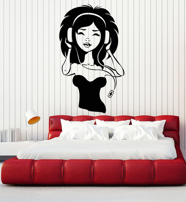 Vinyl Wall Decal Teen Girl Room Music Headphones Stickers Murals Unique Gift (ig4821)