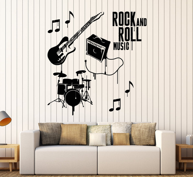 Vinyl Wall Decal Musical Instruments Rock N Roll Band Drums Stickers Unique Gift (1961ig)