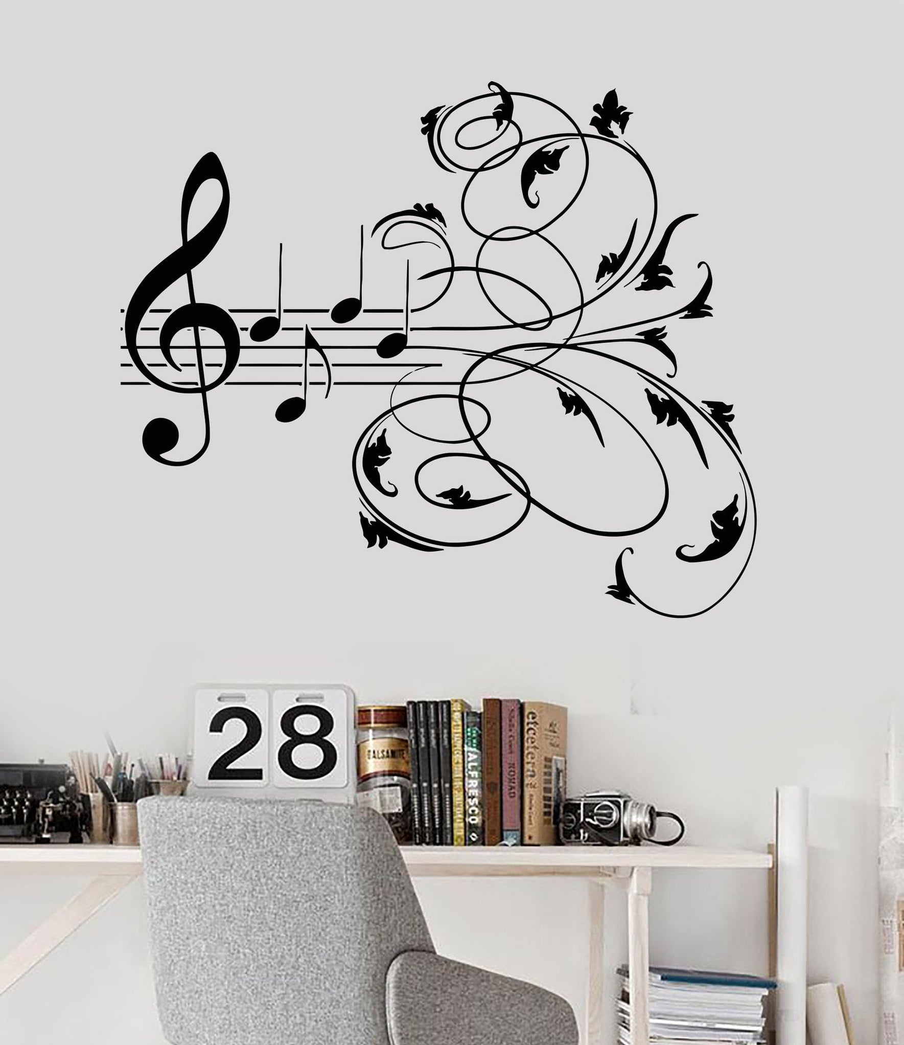 Vinyl Wall Decal Music Patterns Musical Room Decor Stickers Mural (ig3 ...