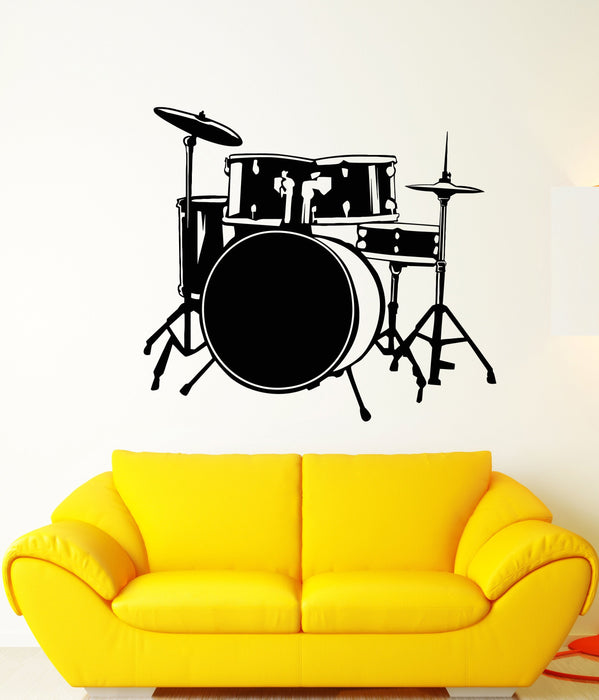 Vinyl Wall Decal Drum Kit Drummer Music Musician Musical Instrument Stickers Unique Gift (1770ig)