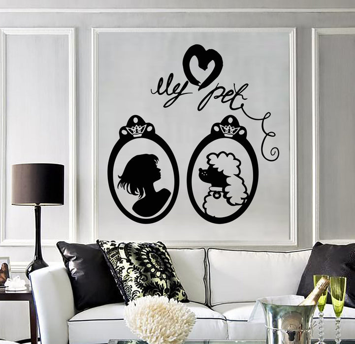 Autocollant mural en vinyle pour chambre de fille, portrait de femme, mes autocollants pour animaux de compagnie, cadeau unique (420ig)