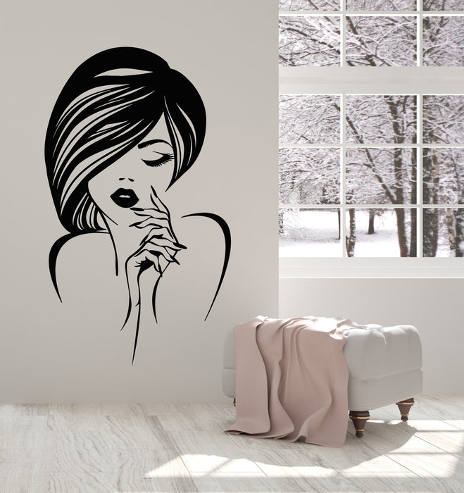 Vinyl Wall Decal Beauty Hair Manicure Salon Fashion Makeup Stickers (2394ig)
