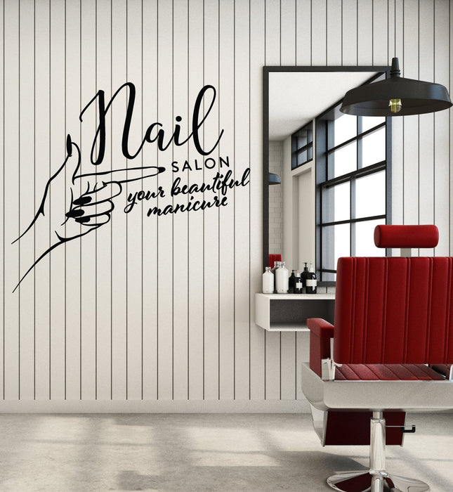 Vinyl Wall Decal Nails Salon Studio Logo Manicure Signboard Stickers (2653ig)