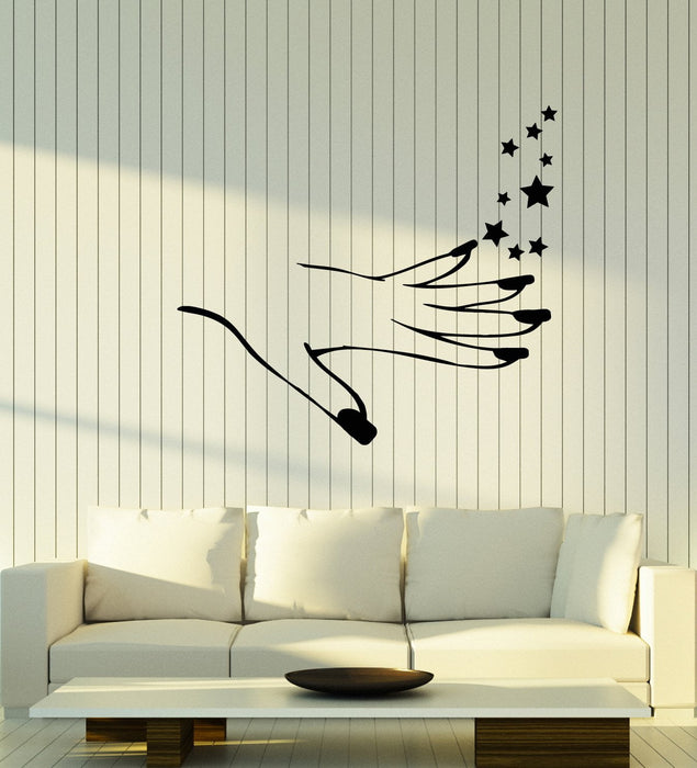Vinyl Wall Decal Girl Hand Manicure Nails Beauty Salon Stickers (2763ig)