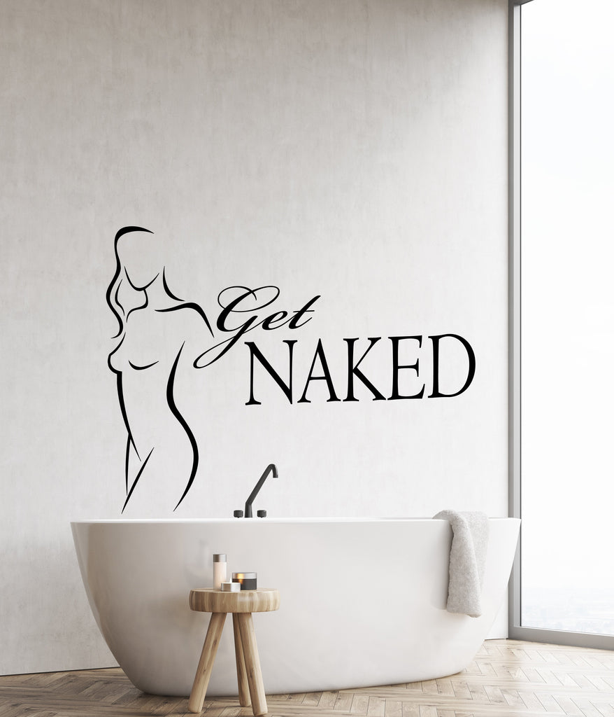 Vinyl Wall Decal Word Quote Nude Sexy Naked Girl Thong Stickers (3232ig)