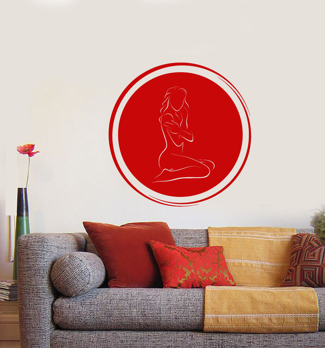 Vinyl Wall Decal Circle Enso Naked Girl Sexy Body SPA Massage Stickers (3702ig)