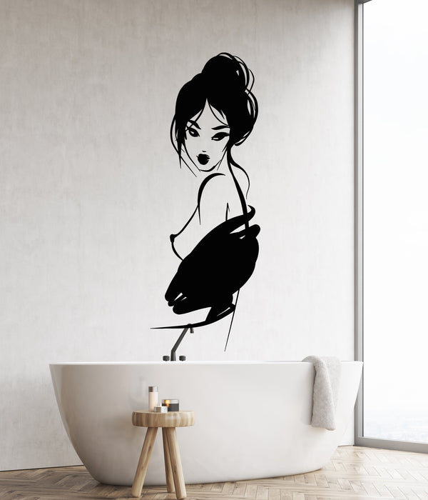 Vinyl Wall Decal Sexy Naked Girl Geisha Japanese Asian Woman Stickers (2825ig)