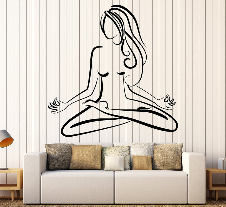 Vinyl Wall Decal Girl Lotus Pose Yoga Center Meditation Stickers Unique Gift (1175ig)
