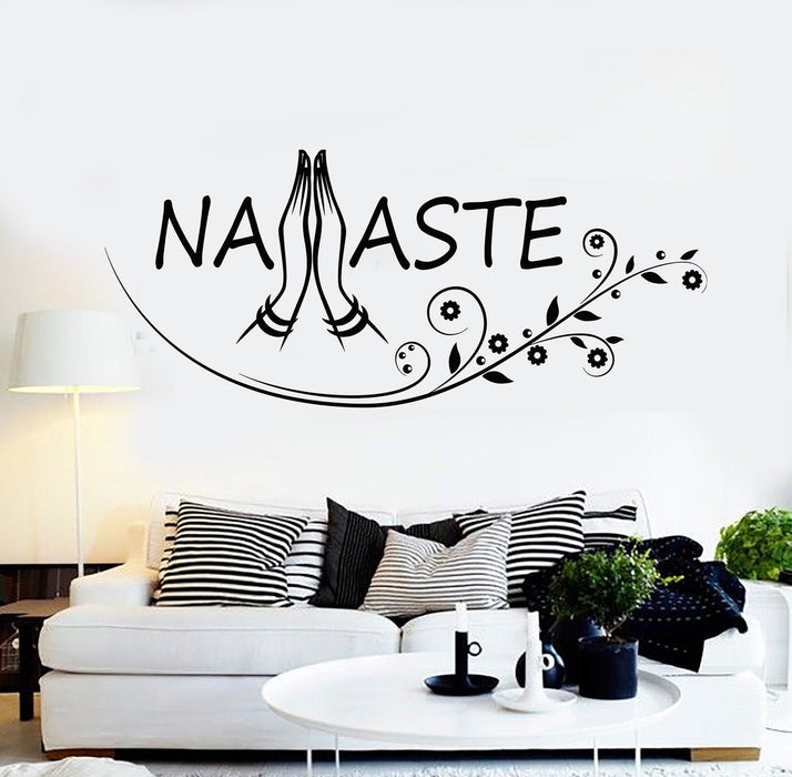 Vinyl Wall Decal Namaste Yoga Buddhism Hinduism Stickers Mural Unique Gift (ig4619)