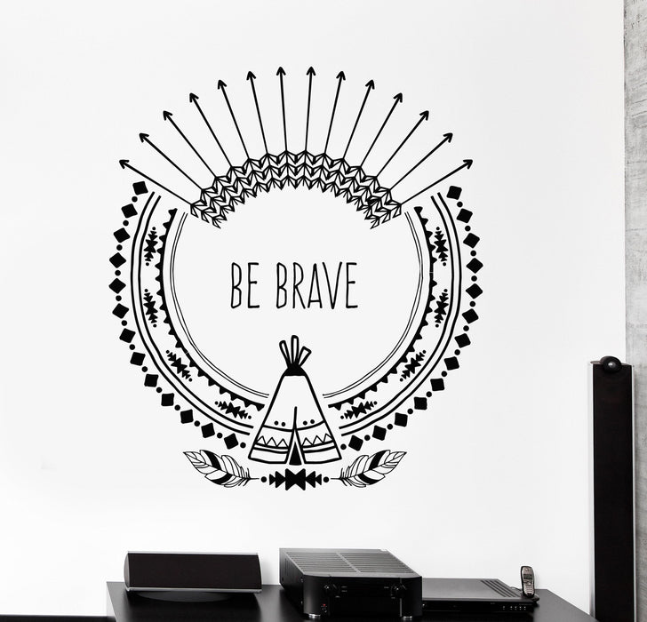 Vinyl Wall Decal Inspire Quote Arrows Ethnic Art Feathers Stickers Unique Gift (ig4236)