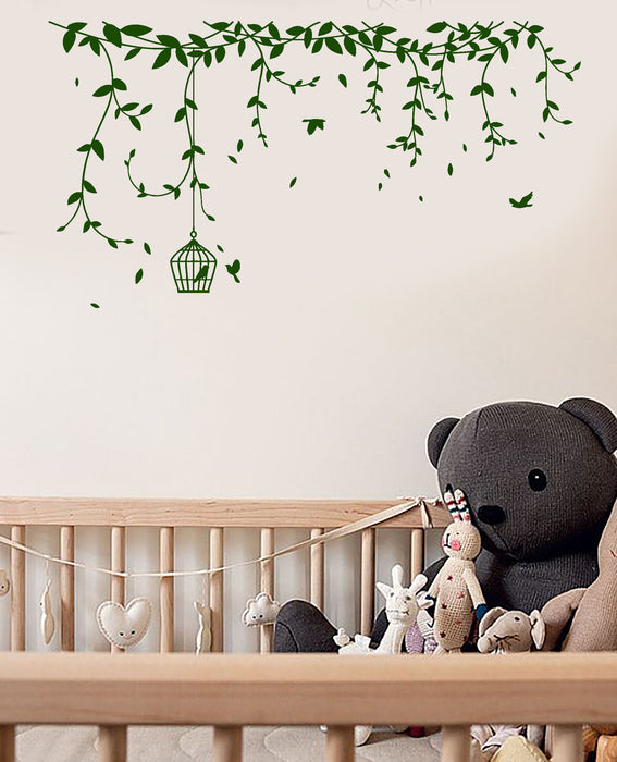 Vinyl Wall Decal Bird's Cage Branches Room Decor Nature Style Stickers (3852ig)