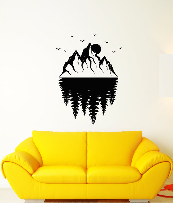 Vinyl Wall Decal Mountains Landscape Moon Forest Nature Stickers (3635ig)
