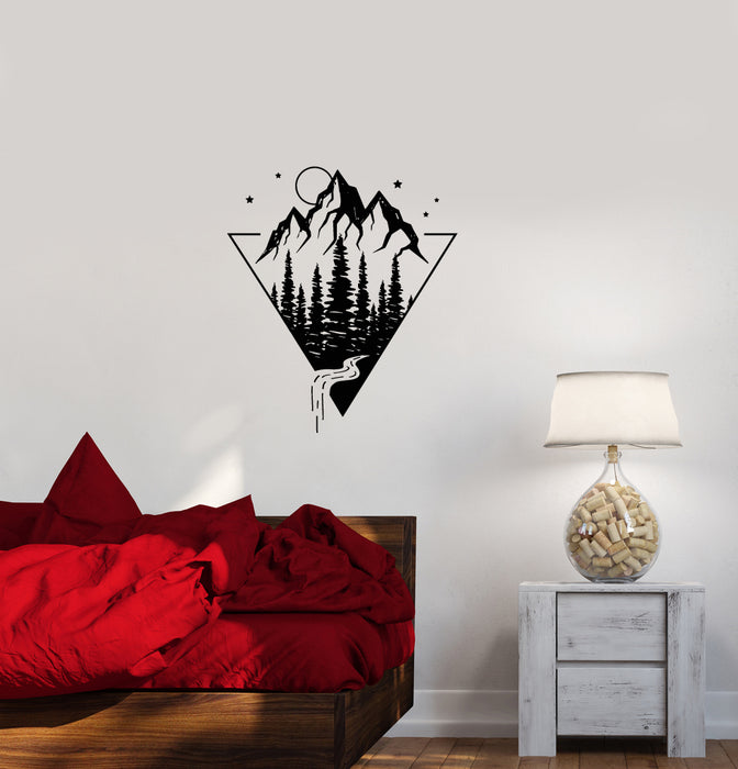 Vinyl Wall Decal Nature Mountains Forest Landscape Stickers (4014ig)