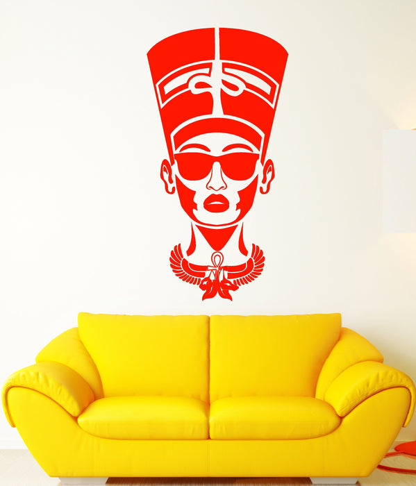 Vinyl Wall Decal Egyptian Nefertiti In Sunglasses Queen Of Egypt Stickers (2902ig)