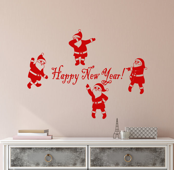 Vinyl Wall Decal Santa Claus Christmas New Year Logo Quote Holiday Party Stickers (4163ig)