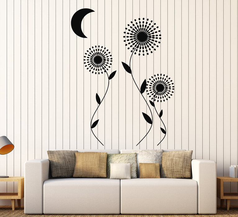 Vinyl Wall Decal Abstract Moon Night Flowers Garden Stickers Unique Gift (1946ig)