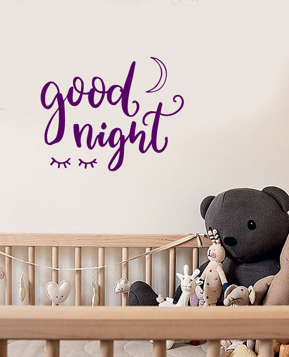 Vinyl Wall Decal Good Night Words Quote For Kids Room Stickers (4064ig)
