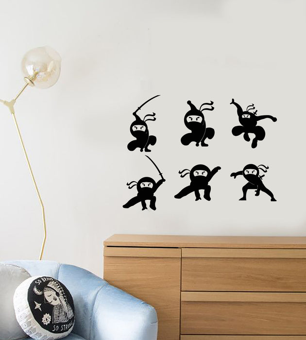 Vinyl Wall Decal Cartoon Ninjas Asian Warriors Decor For Boy's Room Stickers (4069ig)