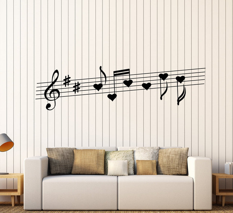 Vinyl Wall Decal Heart Notes Love Song Music Romance Stickers Unique Gift (1369ig)
