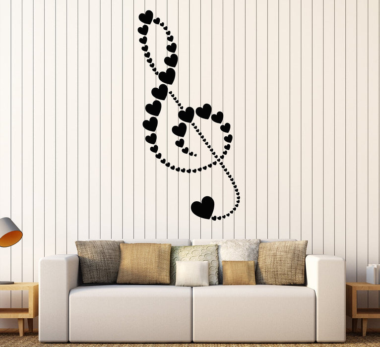 Vinyl Wall Decal Clef Heart Symbol Love Music Romance Gift For Girl Stickers Unique Gift (1736ig)