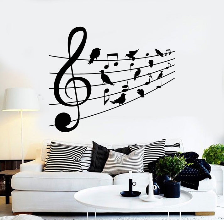 Vinyl Wall Decal Birds Musical Notes Room Decor Music Stickers Unique Gift (ig4200)