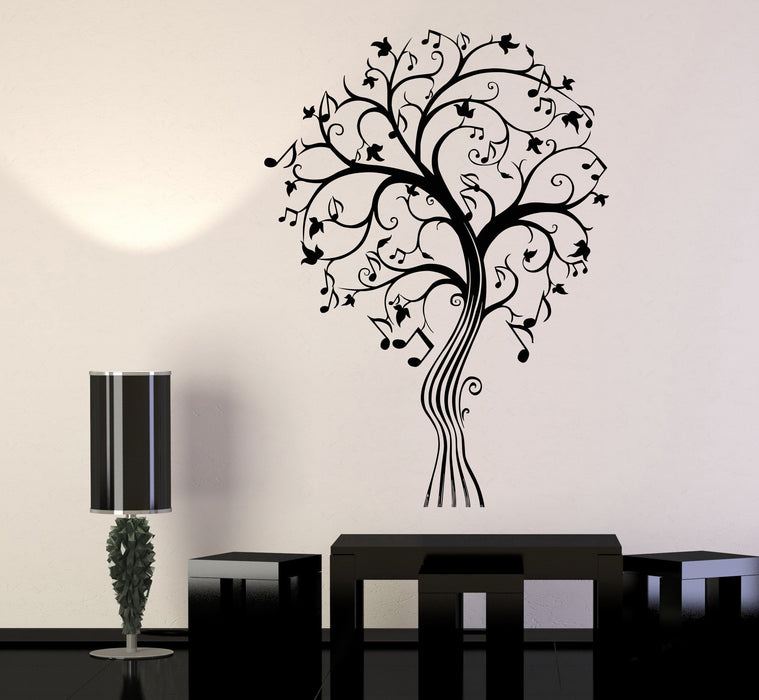 Vinyl Wall Decal Musical Beautiful Art Tree Notes Branches Stickers Unique Gift (1435ig)