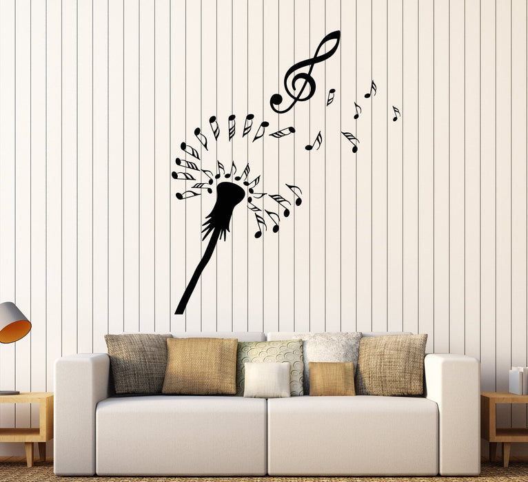 Vinyl Wall Decal Abstract Dandelion Notes Music Flower Clef Stickers (2168ig)
